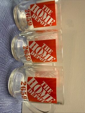 Vintage HomeDepot Glass Mug - Set of 3